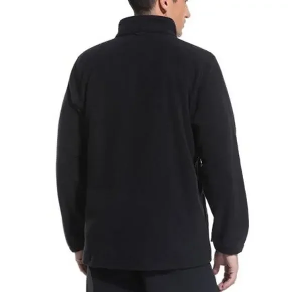 Men's Lightweight Fleece Jacket Full Zip Classic Polar Fleece Inner Lining Black